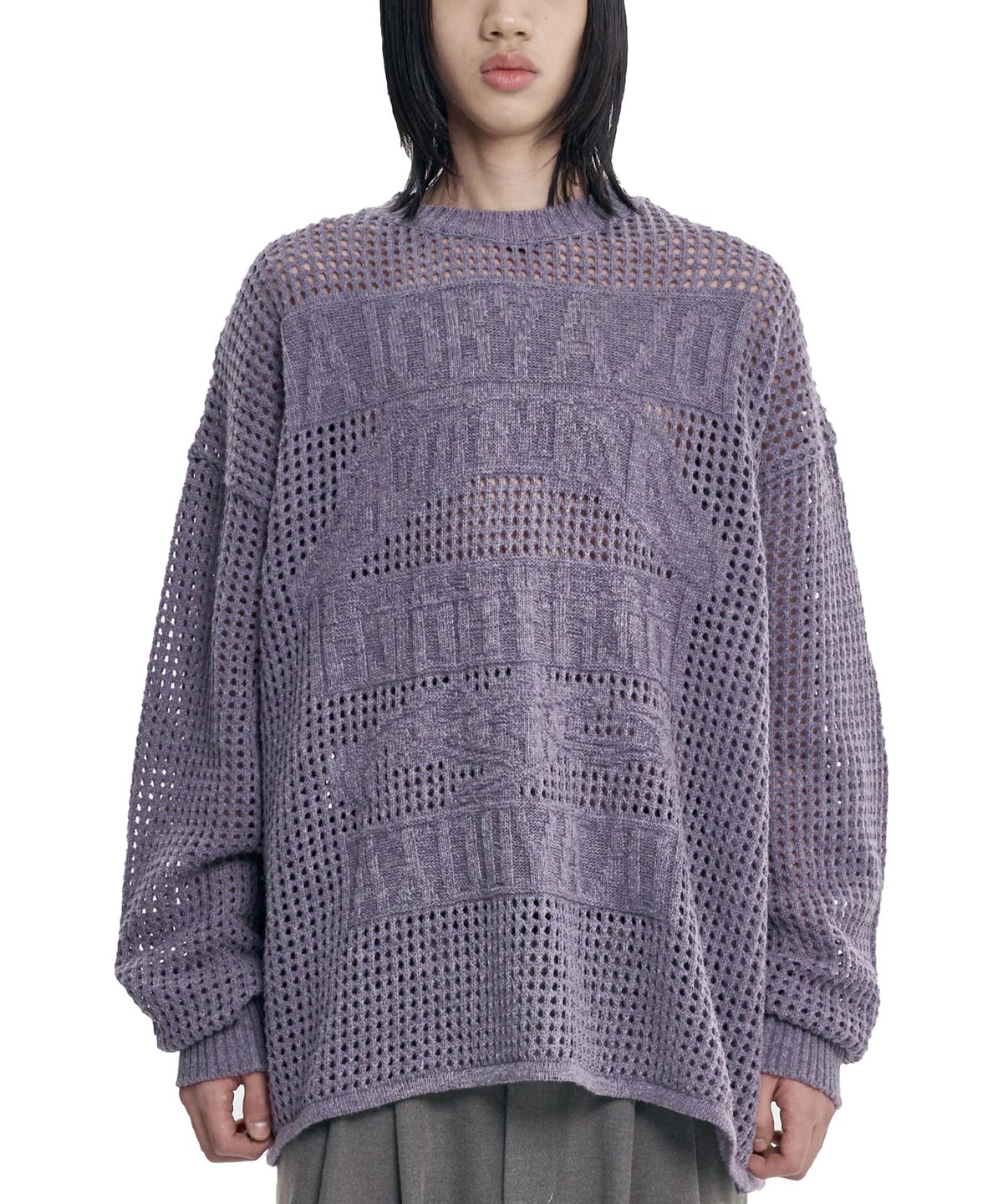 아조바이아조(AJOBYAJO) Total Logo Drop Needle Sweater [LILAC]