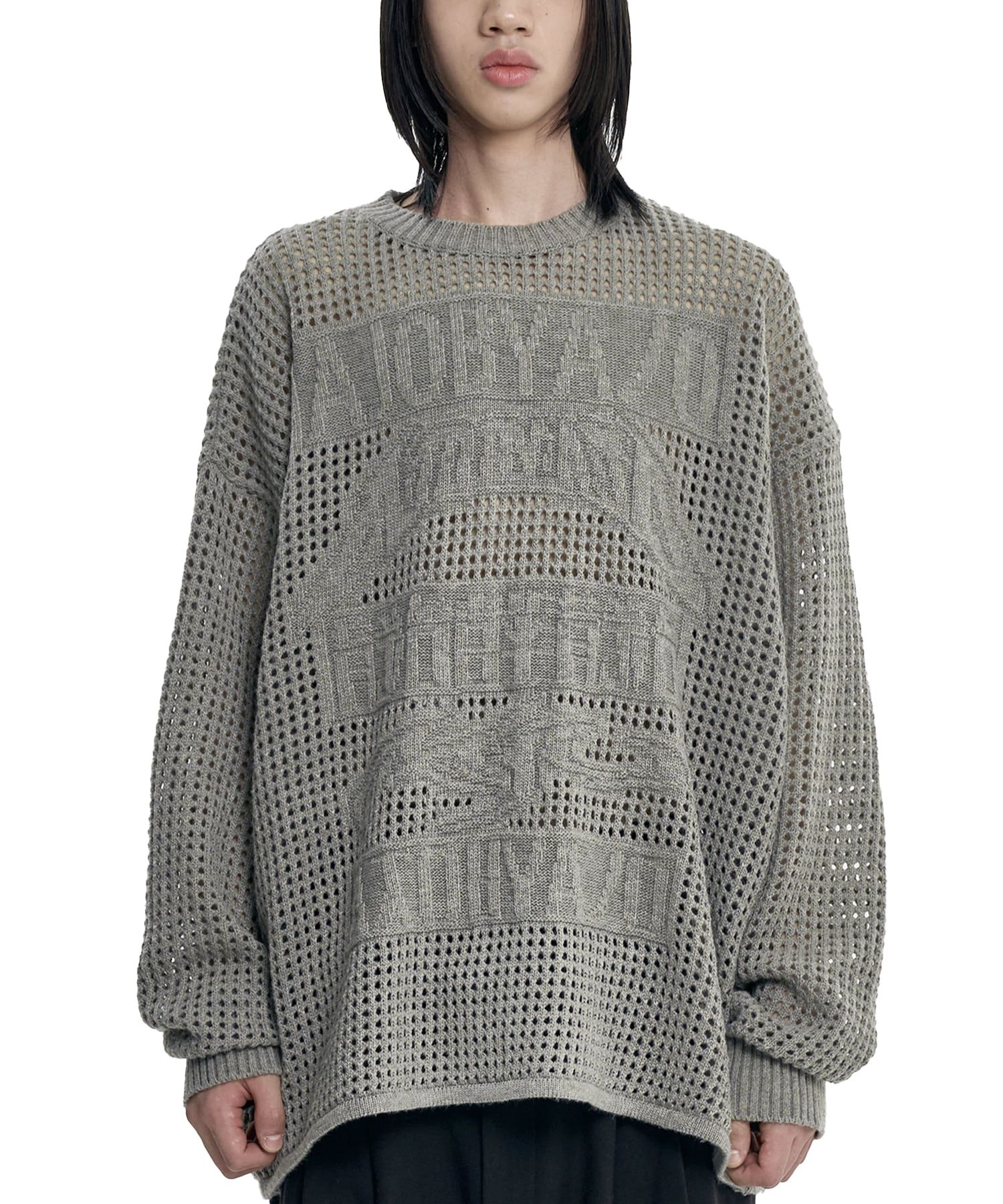 MUSINSA | AJOBYAJO Total Logo Drop Needle Sweater [ASH KHAKI]