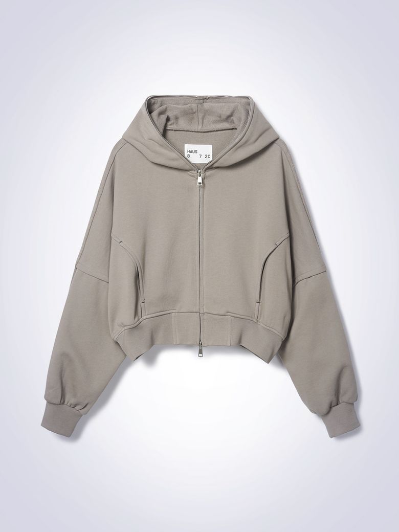 ZIP HOODIE JACKET LIGHT BROWN