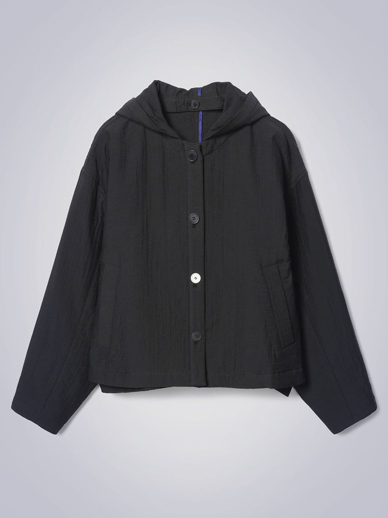 SEERSUCKER HOODIE JACKET DARK GREY