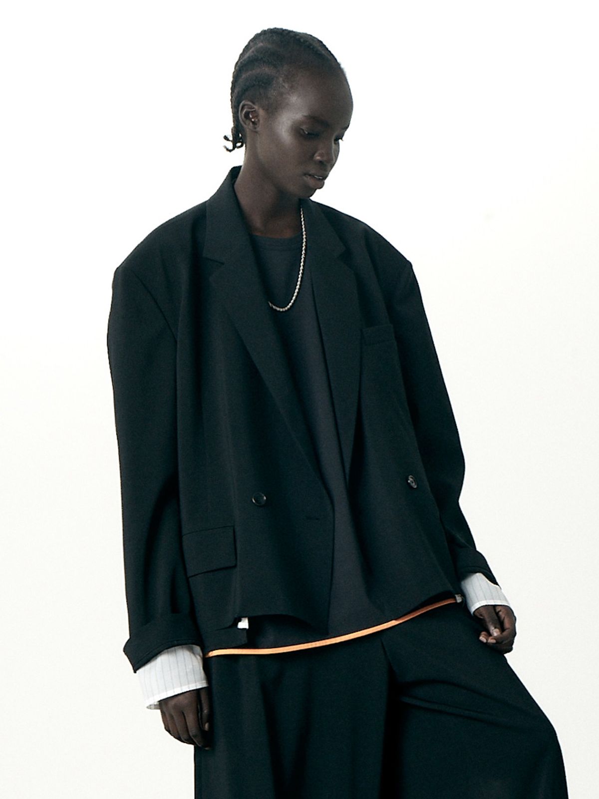 하우스공칠이씨(HAUS072C) DOUBLE BOTTOM CROP JACKET BLACK