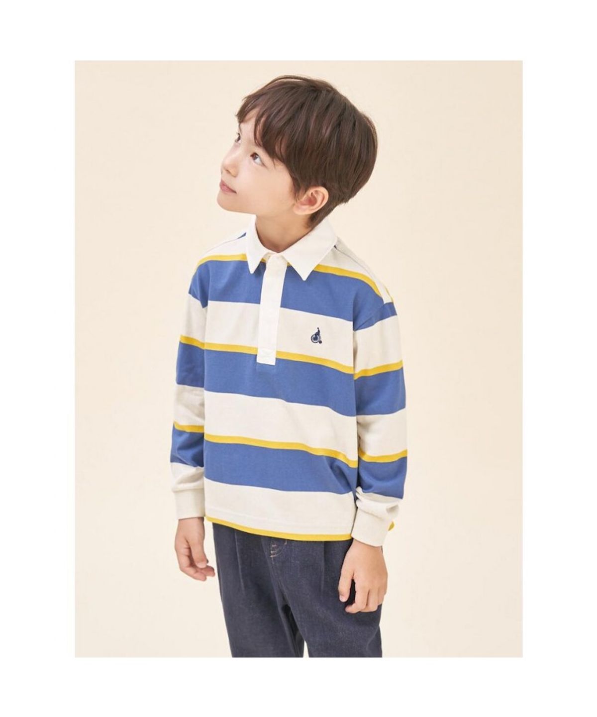 빈폴 키즈(BEANPOLE KIDS) 스트라이프 럭비 긴팔 티셔츠  아이보리 (BI5841U020) (BI5841U020) (BI5841U020)