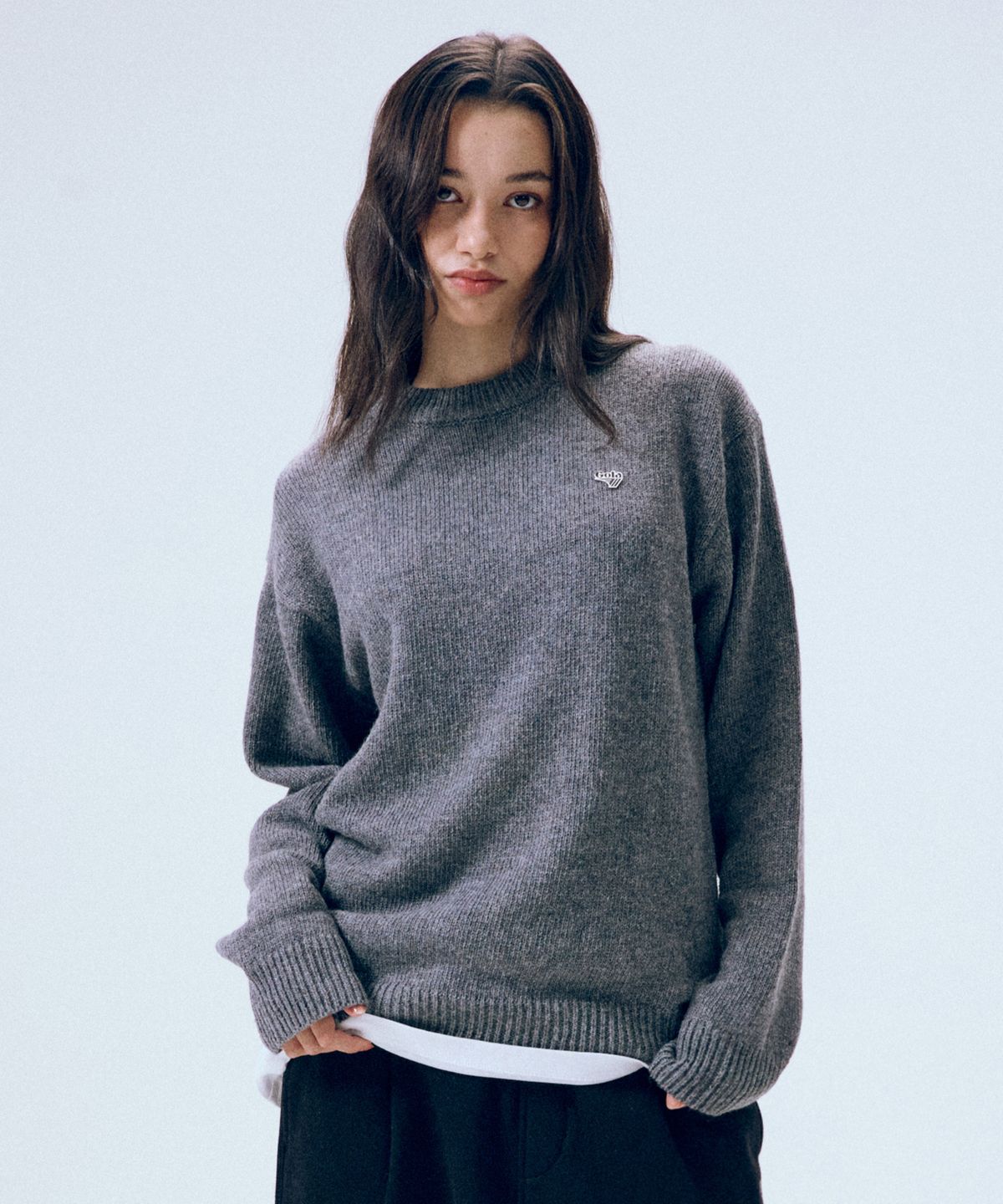 골라(GOLA) ESSENTIAL CREW NECK KNIT [MELANGE GRAY]