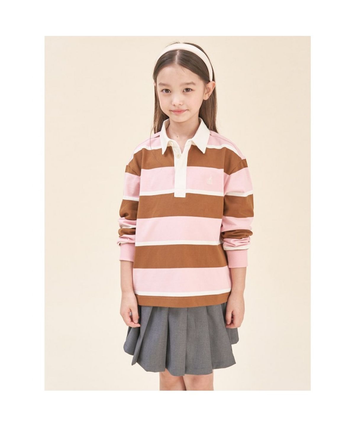 빈폴 키즈(BEANPOLE KIDS) 스트라이프 럭비 긴팔 티셔츠  핑크 (BI5841U02X) (BI5841U02X) (BI5841U02X)