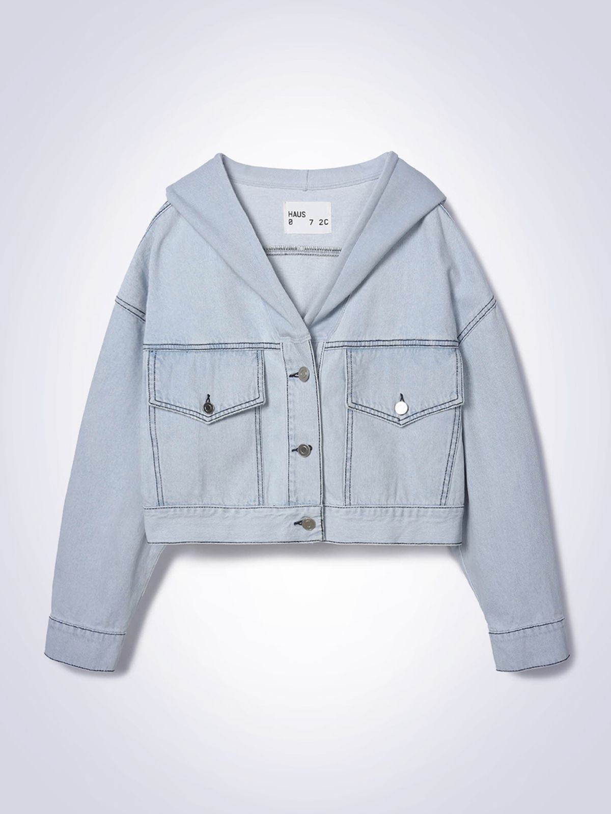 하우스공칠이씨(HAUS072C) WASHED CROP DENIM JACKET LIGHT BLUE