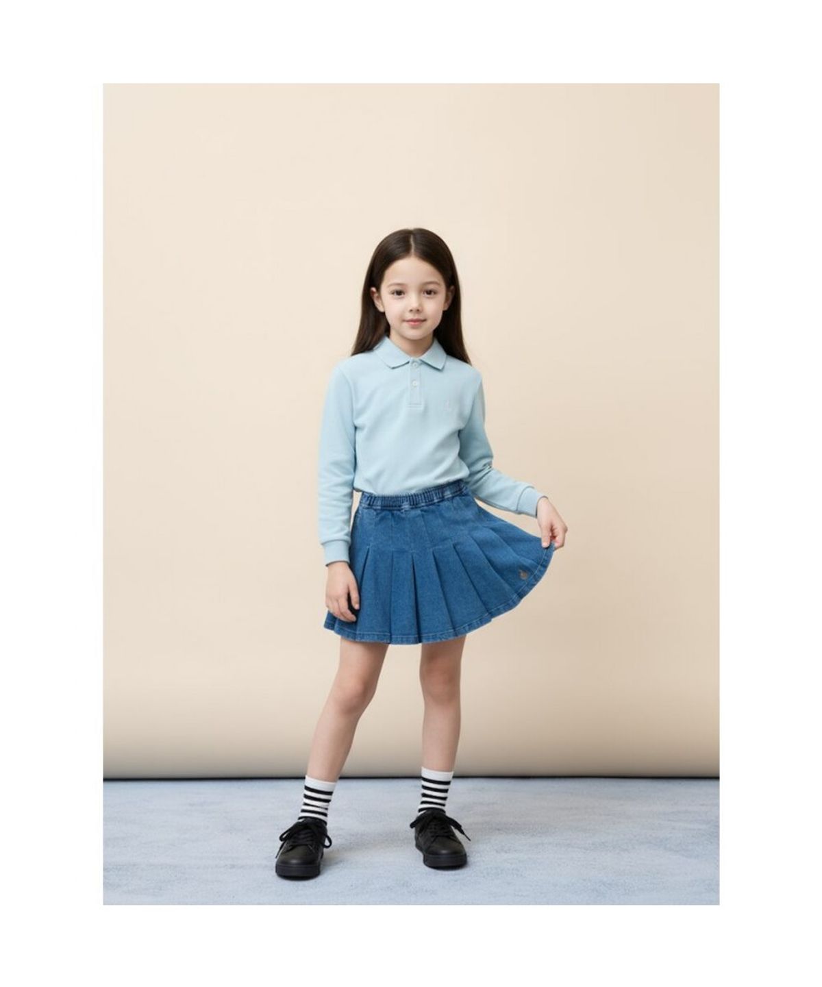 빈폴 키즈(BEANPOLE KIDS) [Essential] 피케 칼라 긴팔 티셔츠  라이트 그린 (BI5841UE3L)