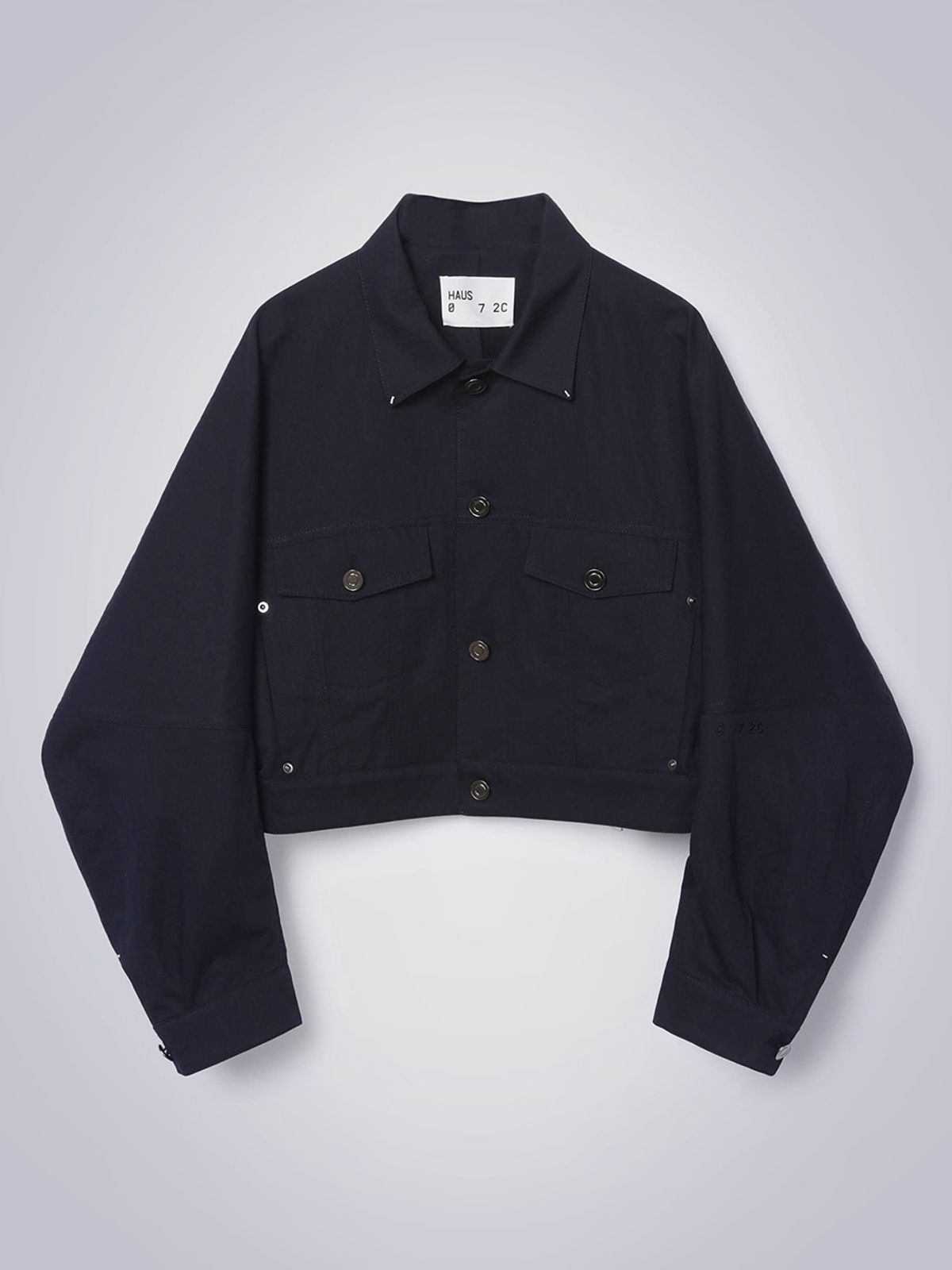 하우스공칠이씨(HAUS072C) CURVED SLEEVE COLLAR JACKET NAVY