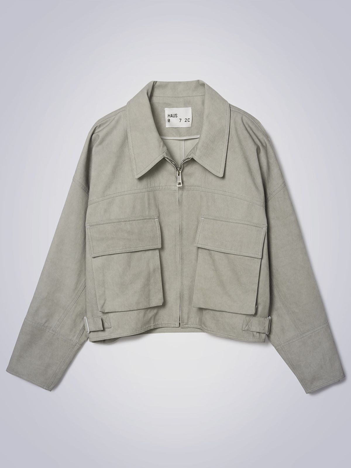 하우스공칠이씨(HAUS072C) BIG POCKET ZIPPER JACKET LIGHT GREY