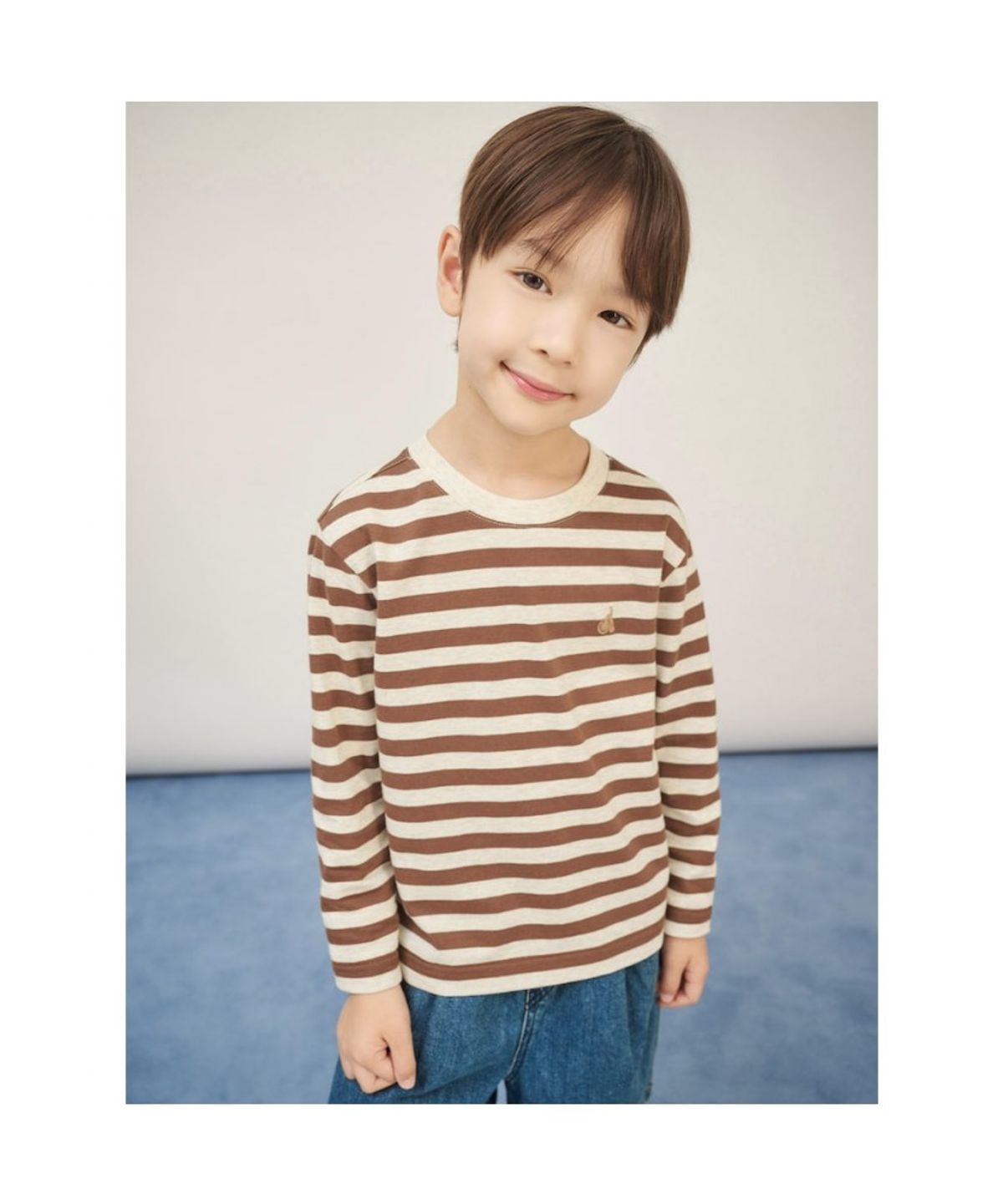 빈폴 키즈(BEANPOLE KIDS) [Essential] 스트라이프 긴소매 티셔츠  브라운 (BI5841UE2D) (BI5841UE2D) (BI5841UE2D) (BI5841UE2D)