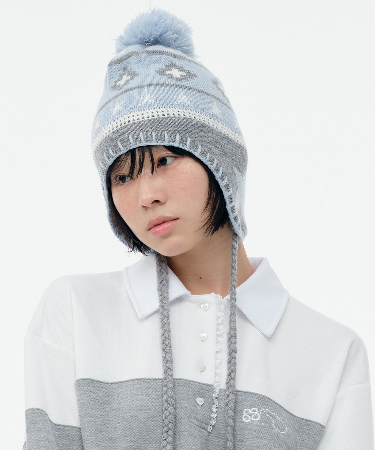 뚜오미오(TUOMIO) STAR EARFLAP BEANIE [GREY]