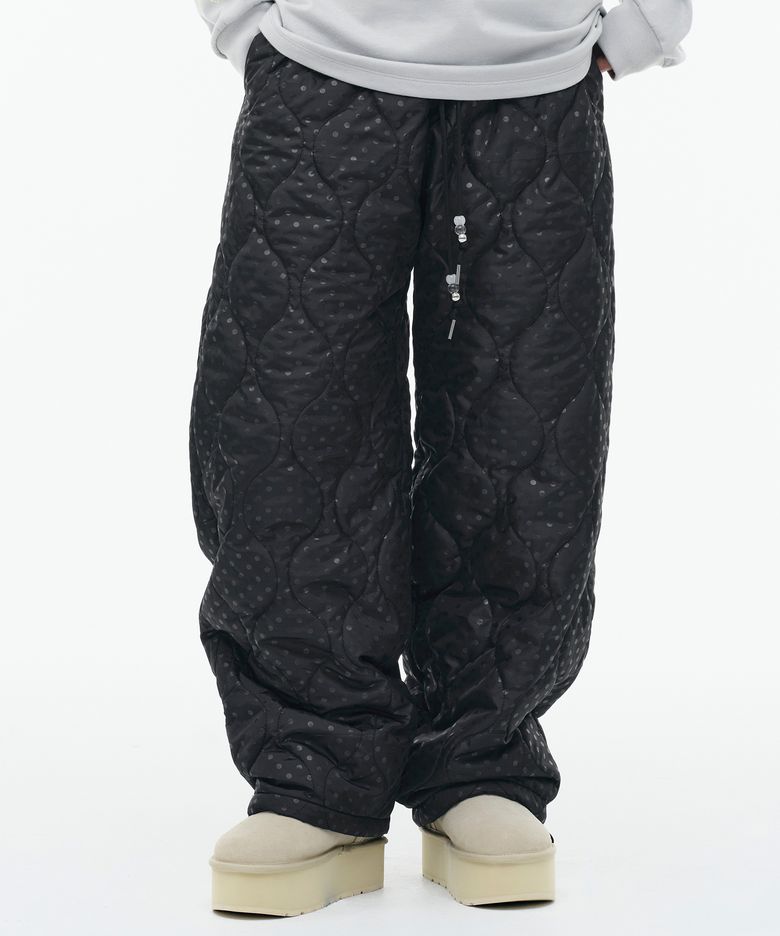 DOT QUILTED PANTS [BLACK]