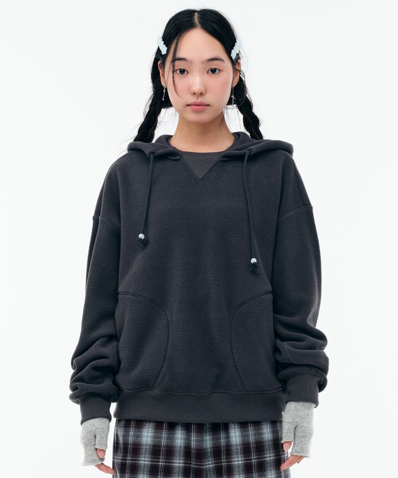 OVERSIZED FLEECE HOODIE [CHARCOAL]