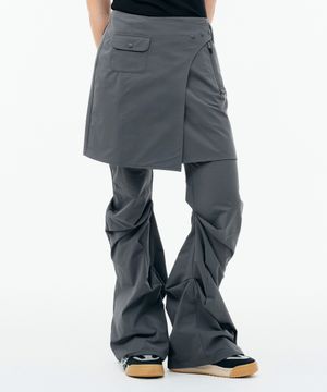 WRAP SKIRT TUCKED PANTS [CHARCOAL]