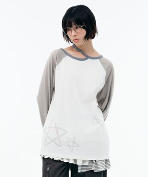 CUT-OUT STAR LONG SLEEVES [WHITE]