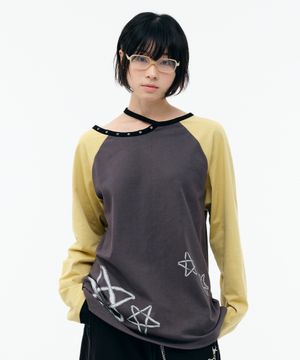 CUT-OUT STAR LONG SLEEVES [CHARCOAL]