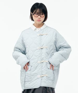 RIBBON QUILTED JACKET [LIGHT GREY]