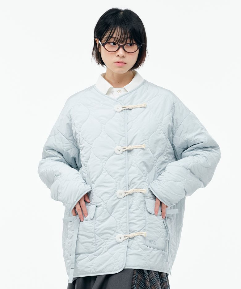 RIBBON QUILTED JACKET [LIGHT GREY]
