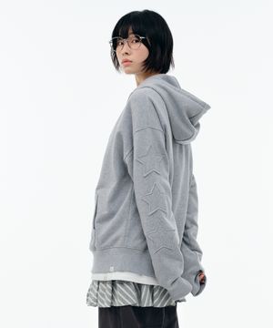 STAR PATCH HOOD ZIP-UP [HEATHER GREY]