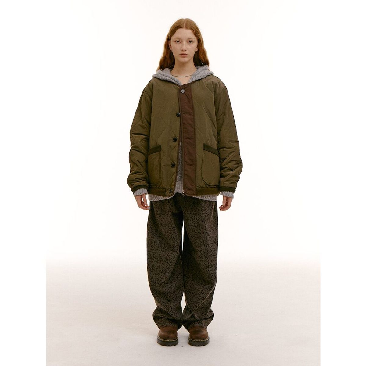 샌드 사운드(SAND SOUND) (UNISEX) 레오파드 와이드 오벌 팬츠  애쉬