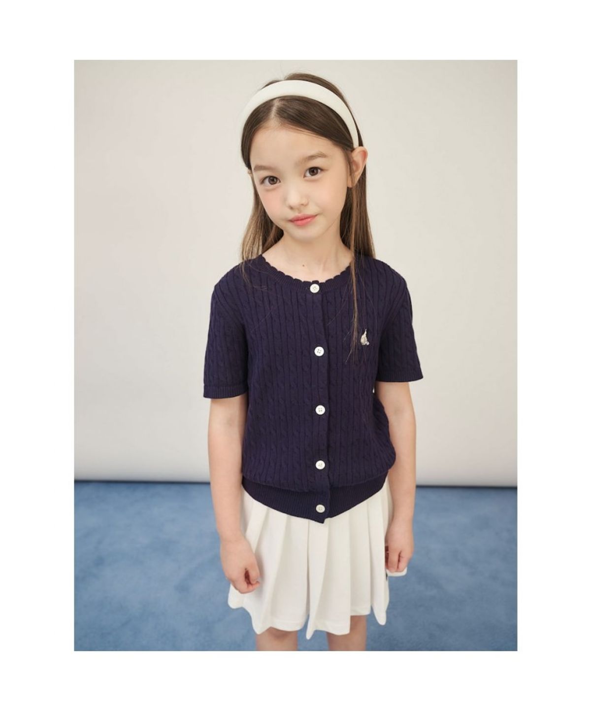빈폴 키즈(BEANPOLE KIDS) [Essential] 여아 면 케이블 반소매 카디건  네이비 (BI585AGE2R) (BI585AGE2R) (BI585AGE2R) (BI585AGE2R)