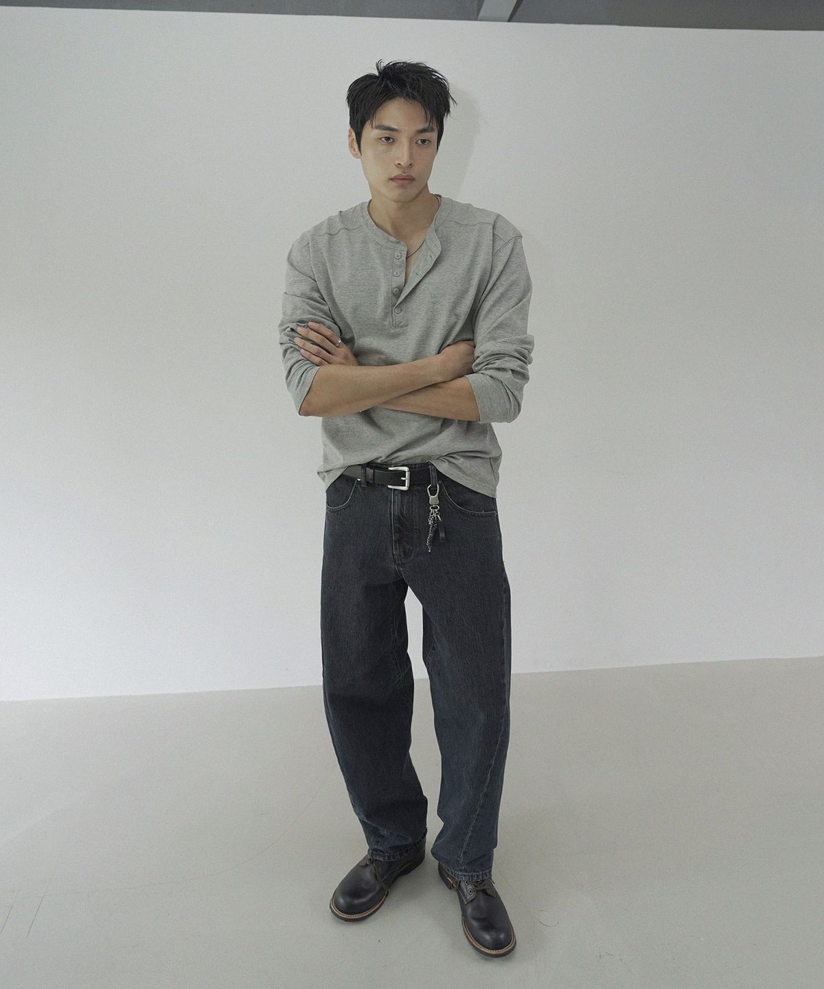 시도(SIIIIDO) ARMOR GOAT HENRYNECK LONGSLEEVE(MELANGE GREY)