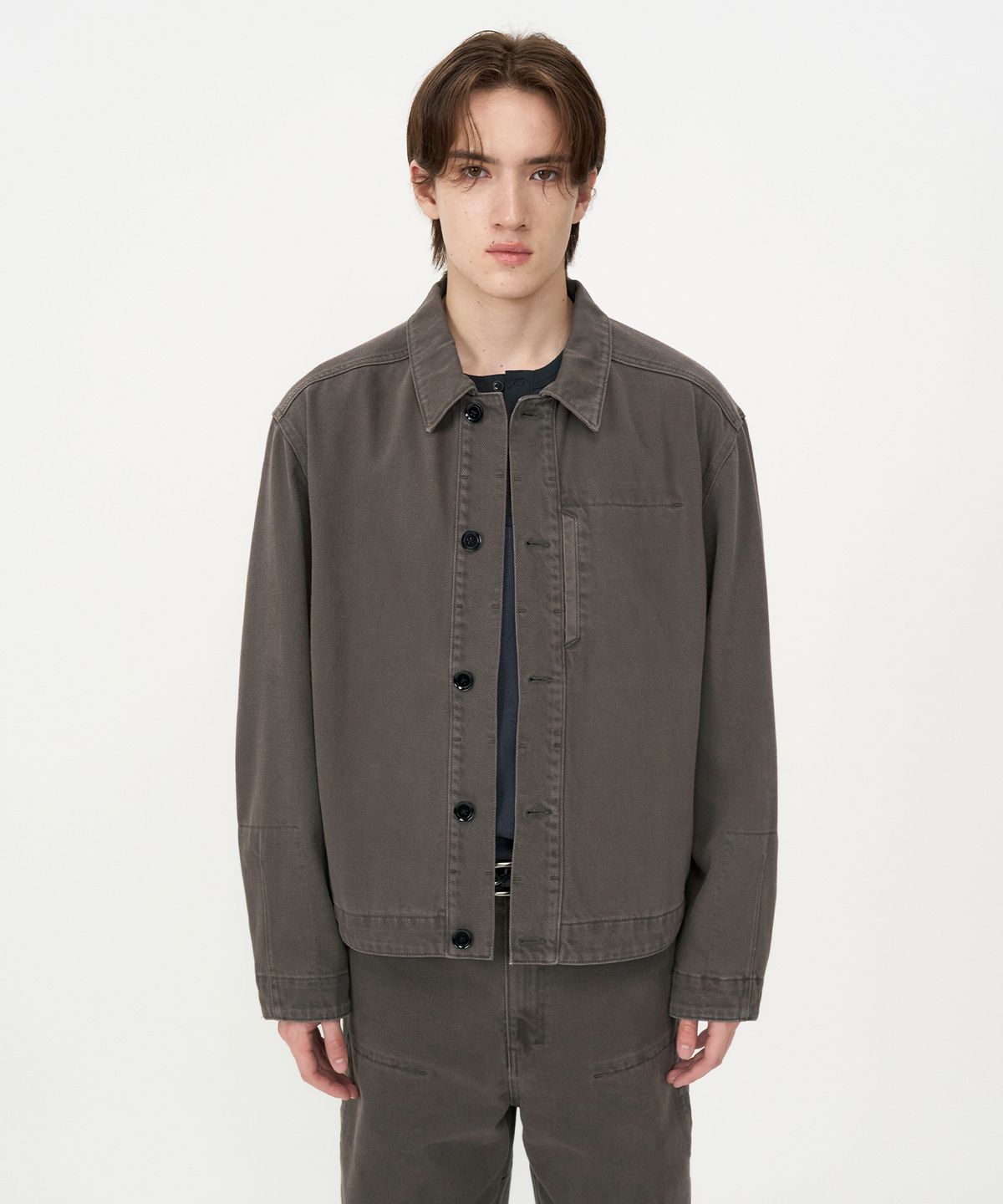 인사일런스(INSILENCE) 가먼트다이드 바텍 자켓 WORN GREY