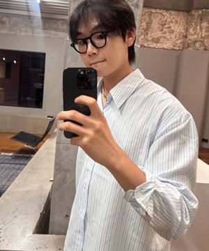 에센셜 스트라이프 체크 셔츠 [스카이블루]