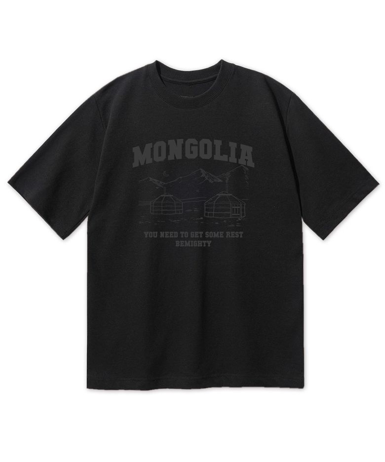 몽골리아 오버핏 반팔티셔츠 [블랙]