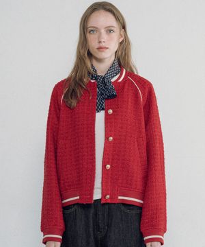 O3751 트위드 바시티 재킷_Red