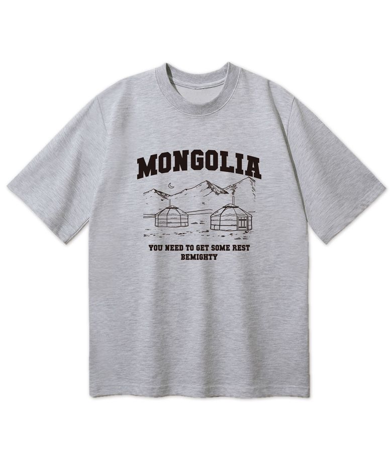 몽골리아 오버핏 반팔티셔츠 [멜란그레이]