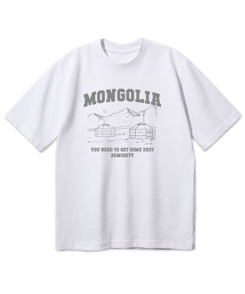 몽골리아 오버핏 반팔티셔츠 [화이트]