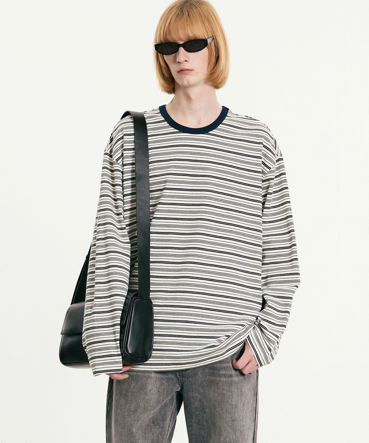 티엔지티(TNGT) Multi Stripe Long Sleeve T-Shirts (Navy) TNTS5F101N2