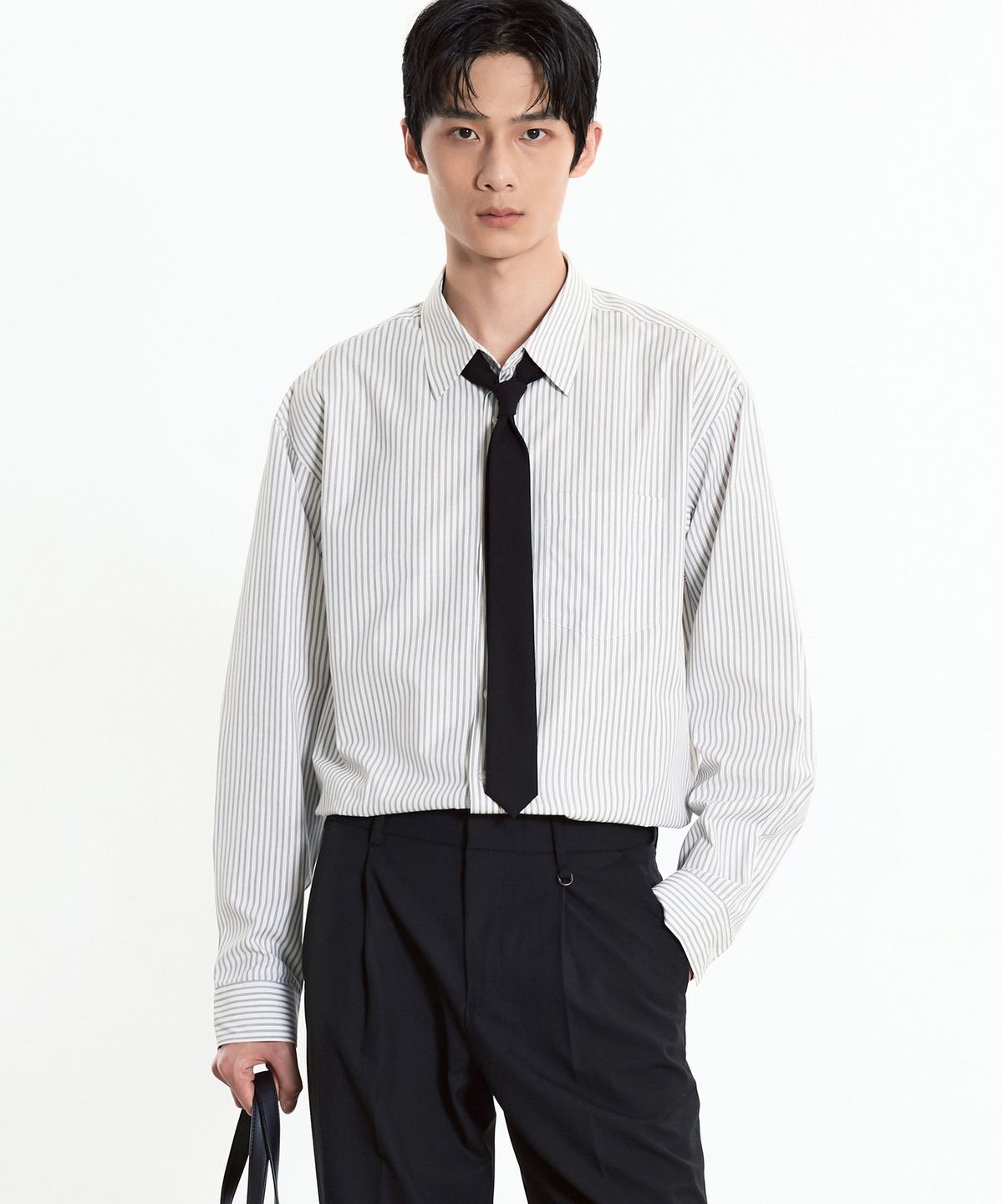 티엔지티(TNGT) Office Stripe Shirt (Dusty Blue) TNSH5F105B2