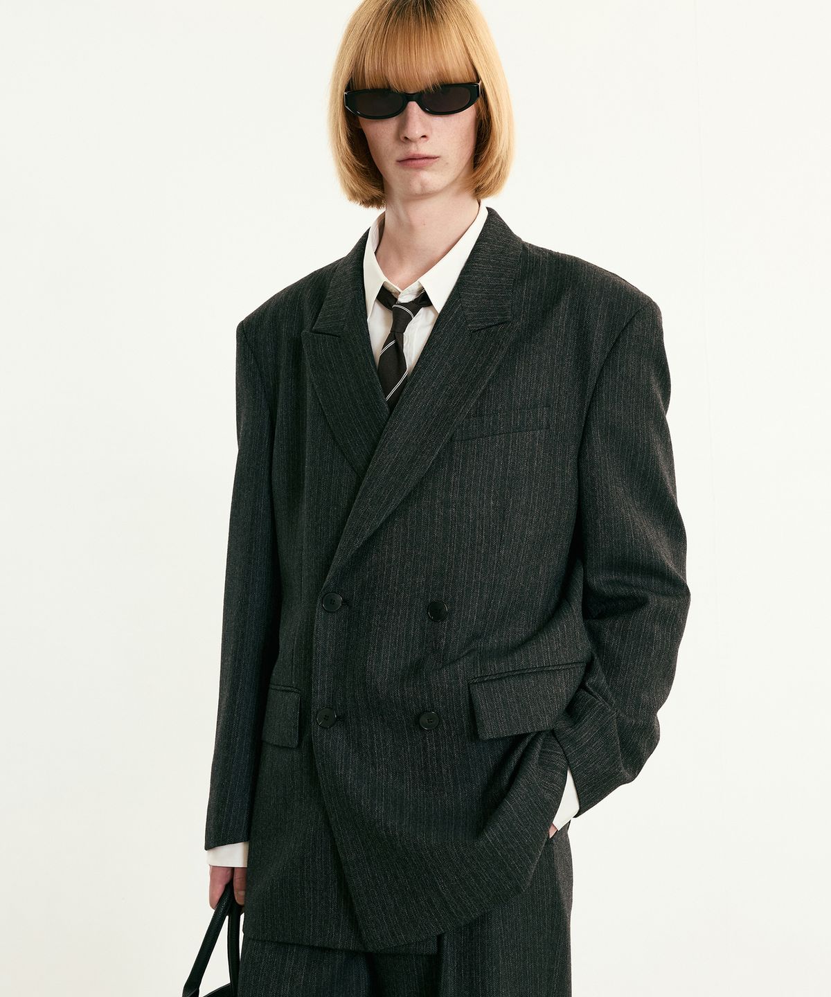 티엔지티(TNGT) Virgin Wool Herringbone Double Jacket (Grey) TNJA5F101G2