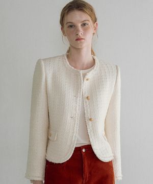 O3755 울 트위드 재킷_Ivory