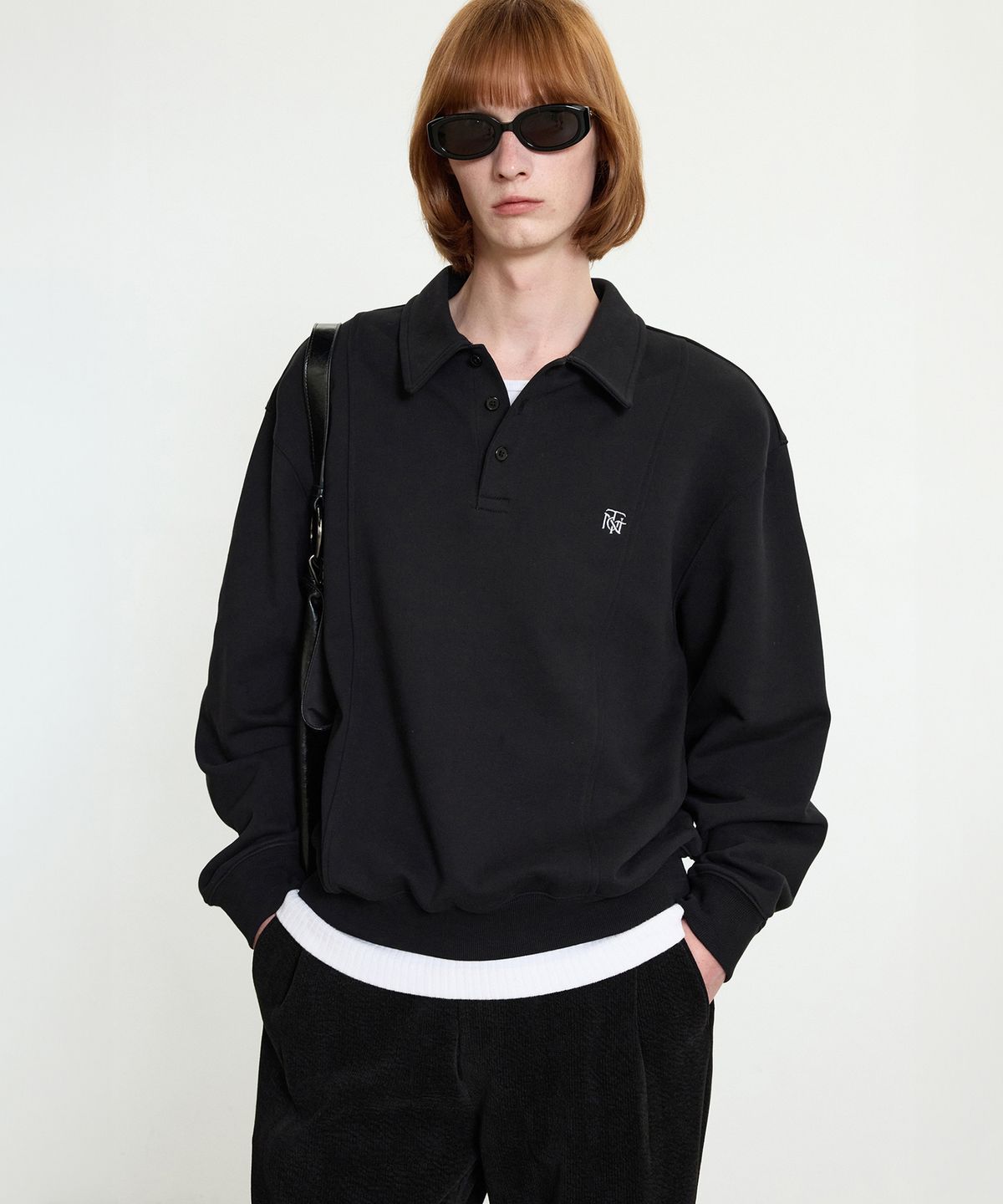 티엔지티(TNGT) Embroidery Logo Polo Sweatshirt (Black) TNTS5F103BK
