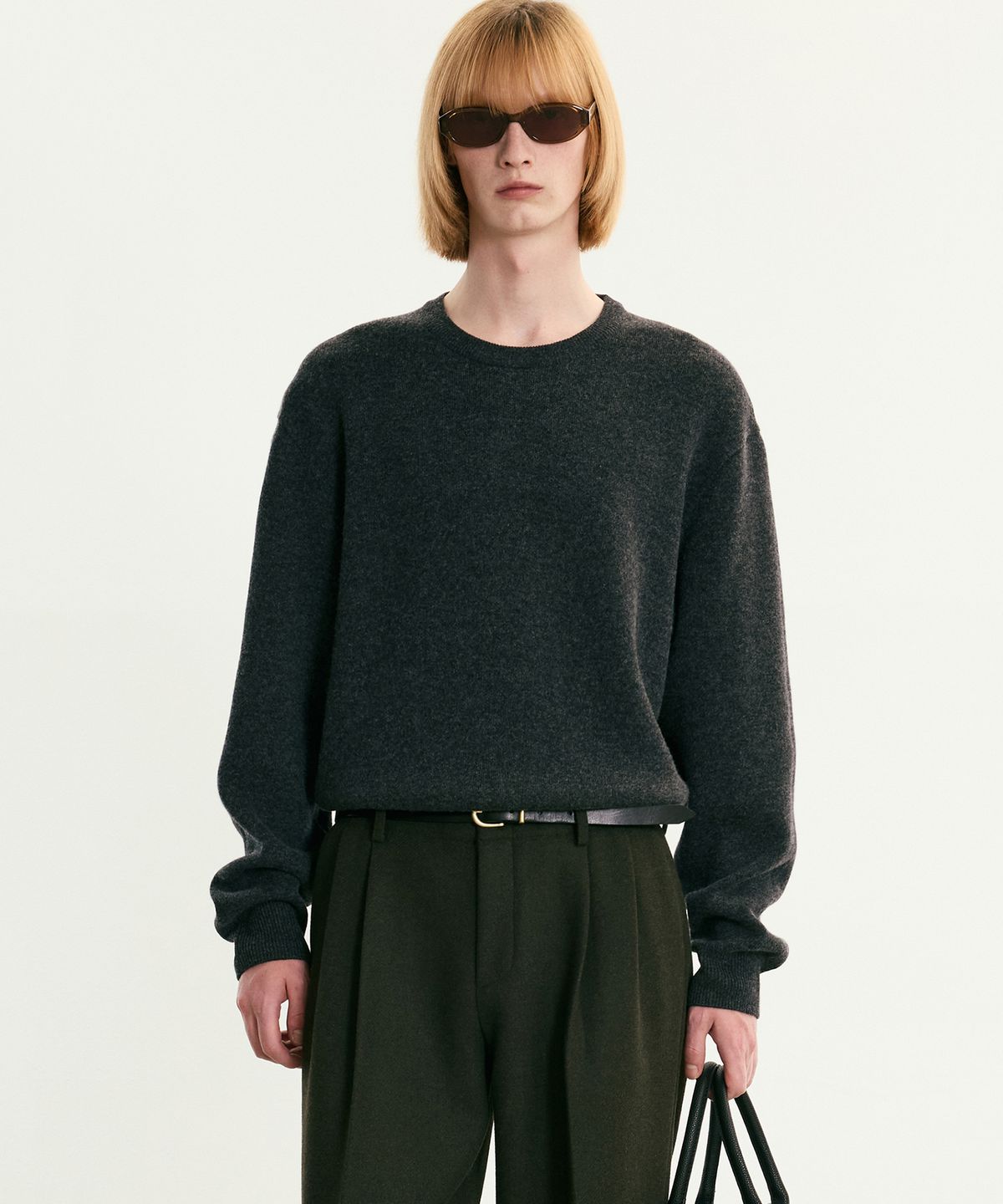 티엔지티(TNGT) Wool Blended Round Neck Sweater (Dark Grey) TNSW5F105CG