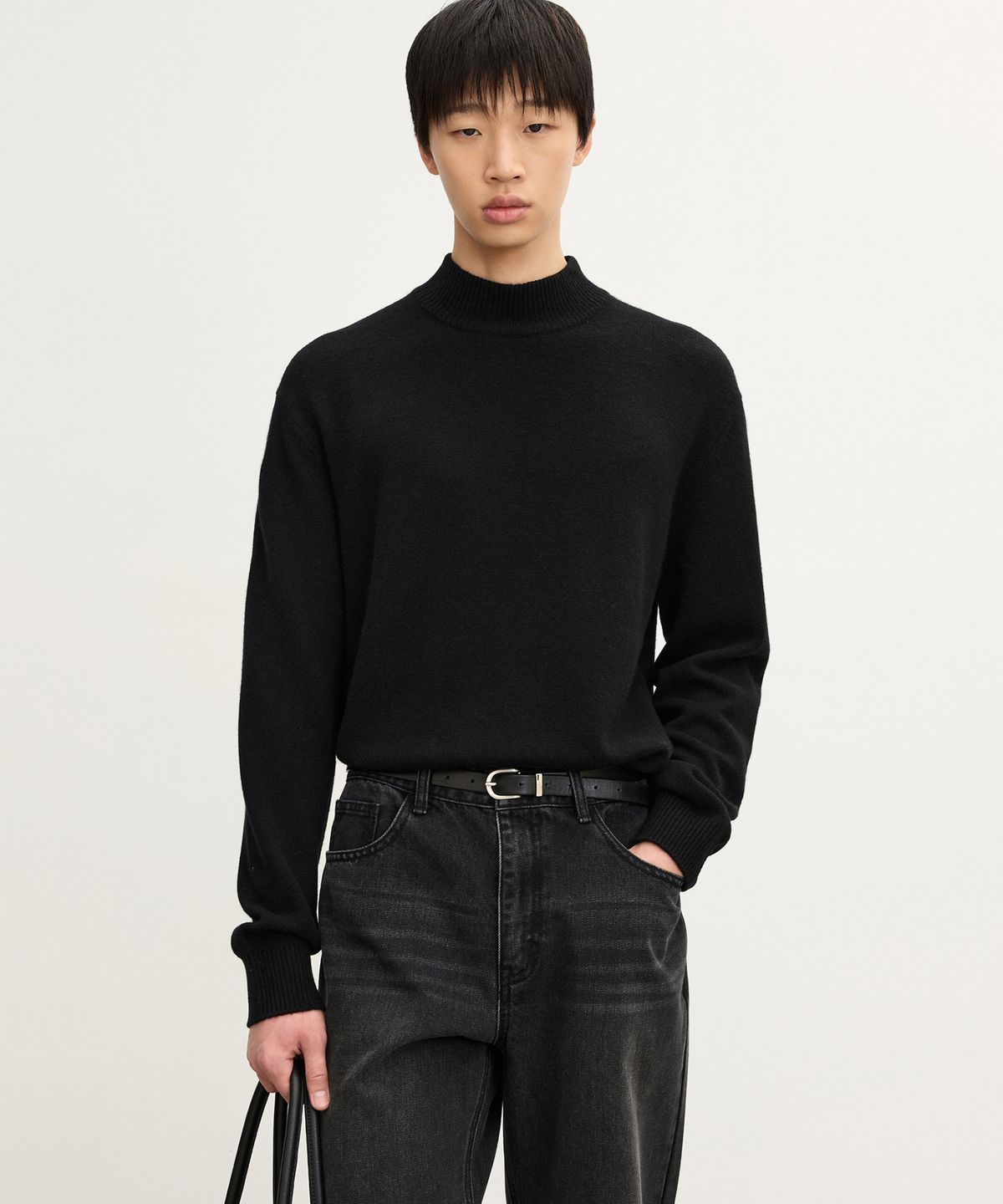 티엔지티(TNGT) Cashmere Mock Neck Knit Top (Black) TNSW5F106BK