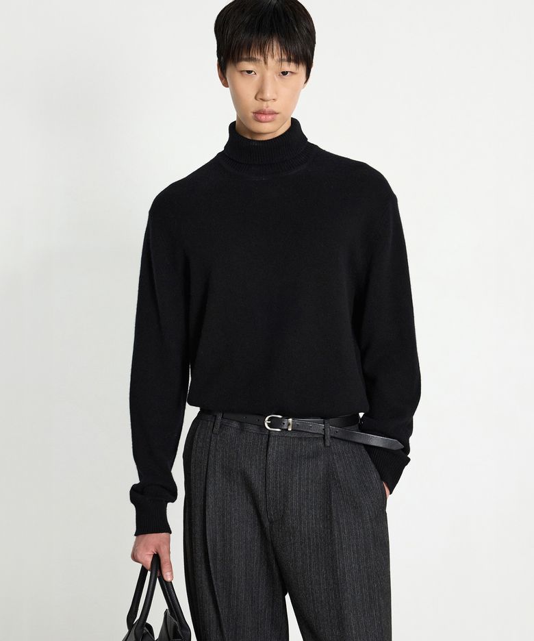 Cashmere Turtleneck Knit Top (Black) TNSW5F107BK