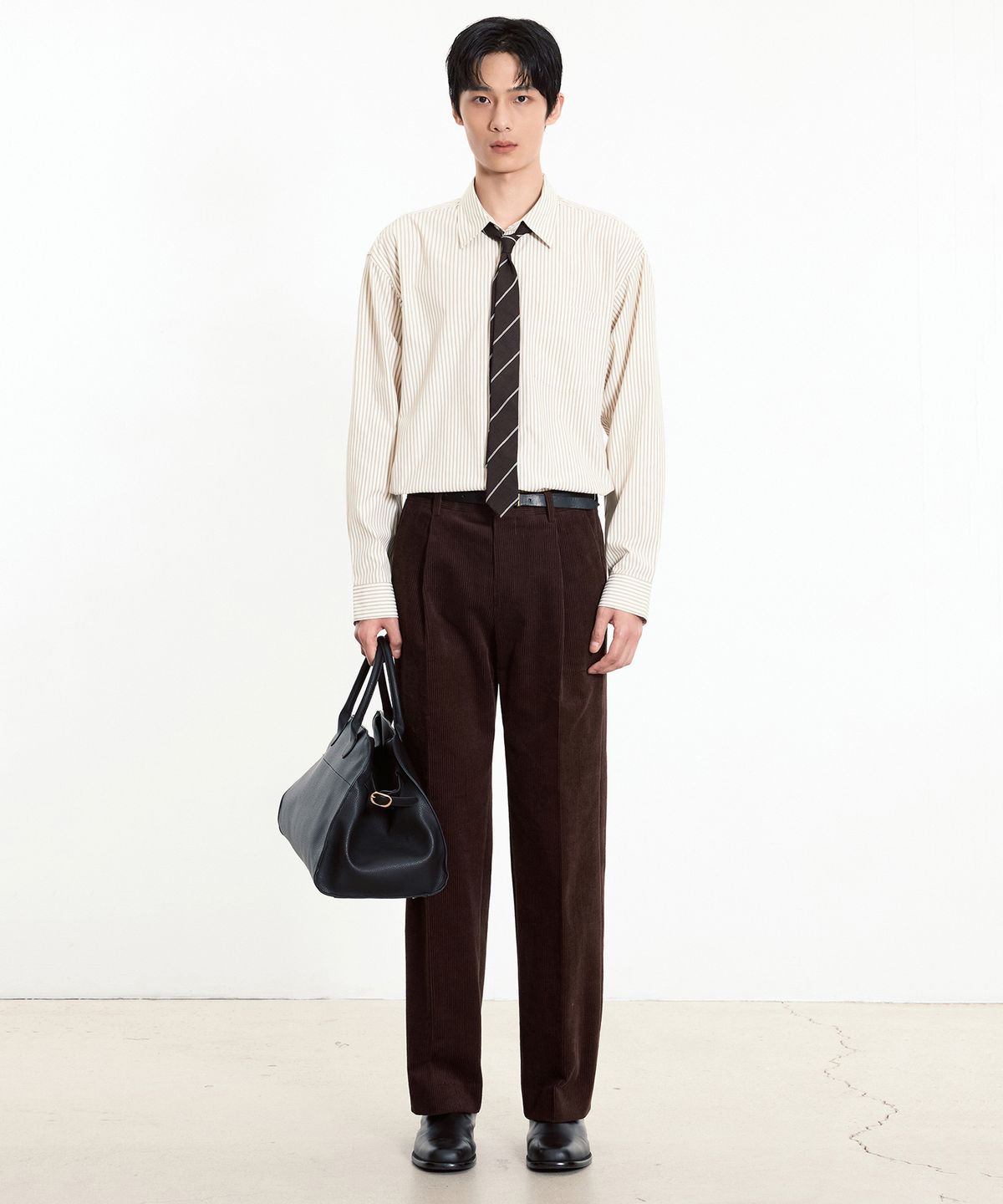 티엔지티(TNGT) Corduroy Semi Wide Pants (Brown) TNPA5F107W2
