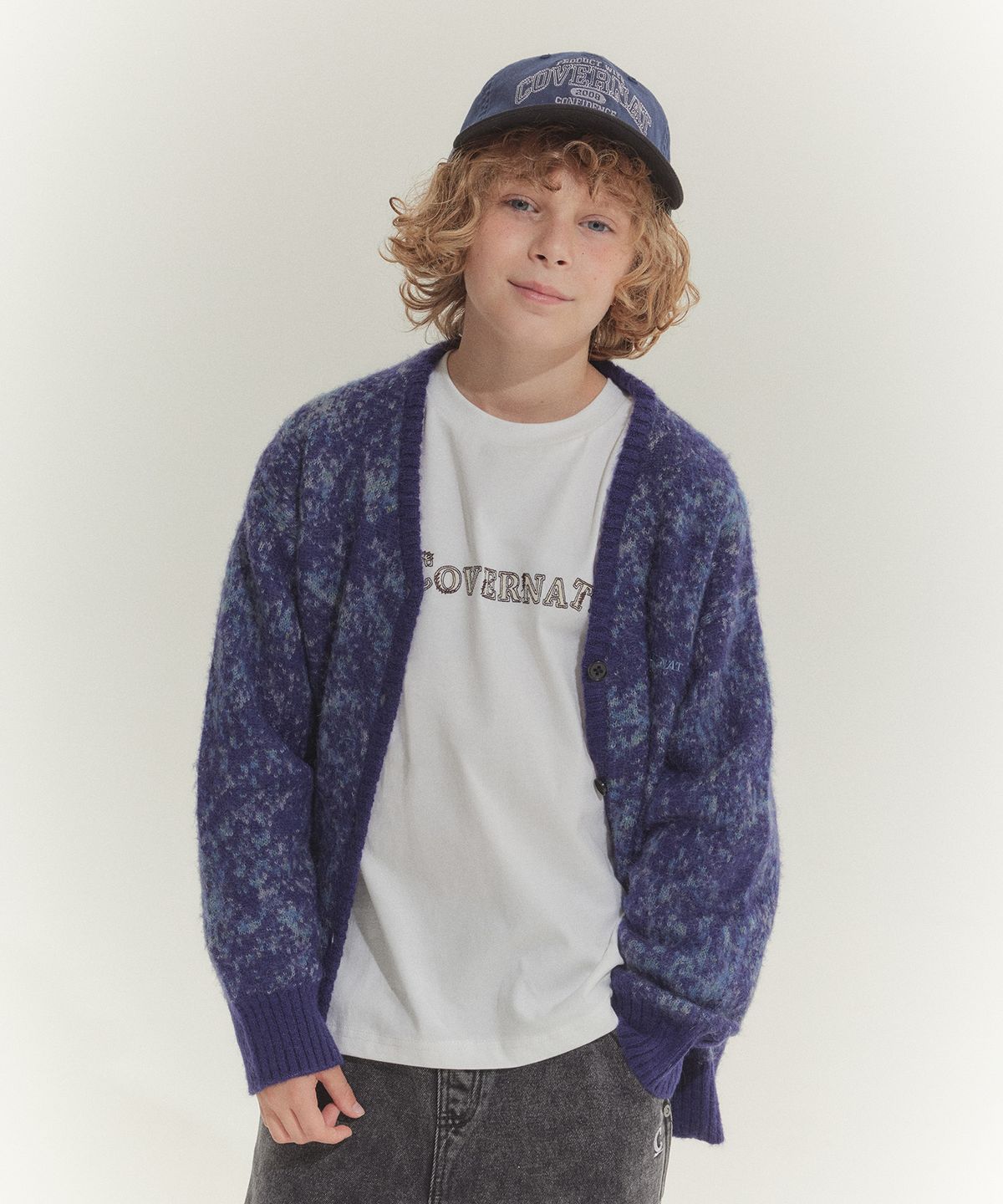 커버낫 키즈(COVERNAT KIDS) 전판패턴 가디건 블루 CK2503CD23BL