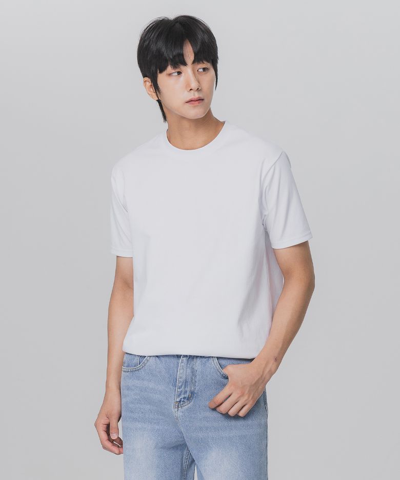 페이크 밴딩 자동넣입 머슬핏 반팔 티셔츠 AST3512 (3 COLOR)