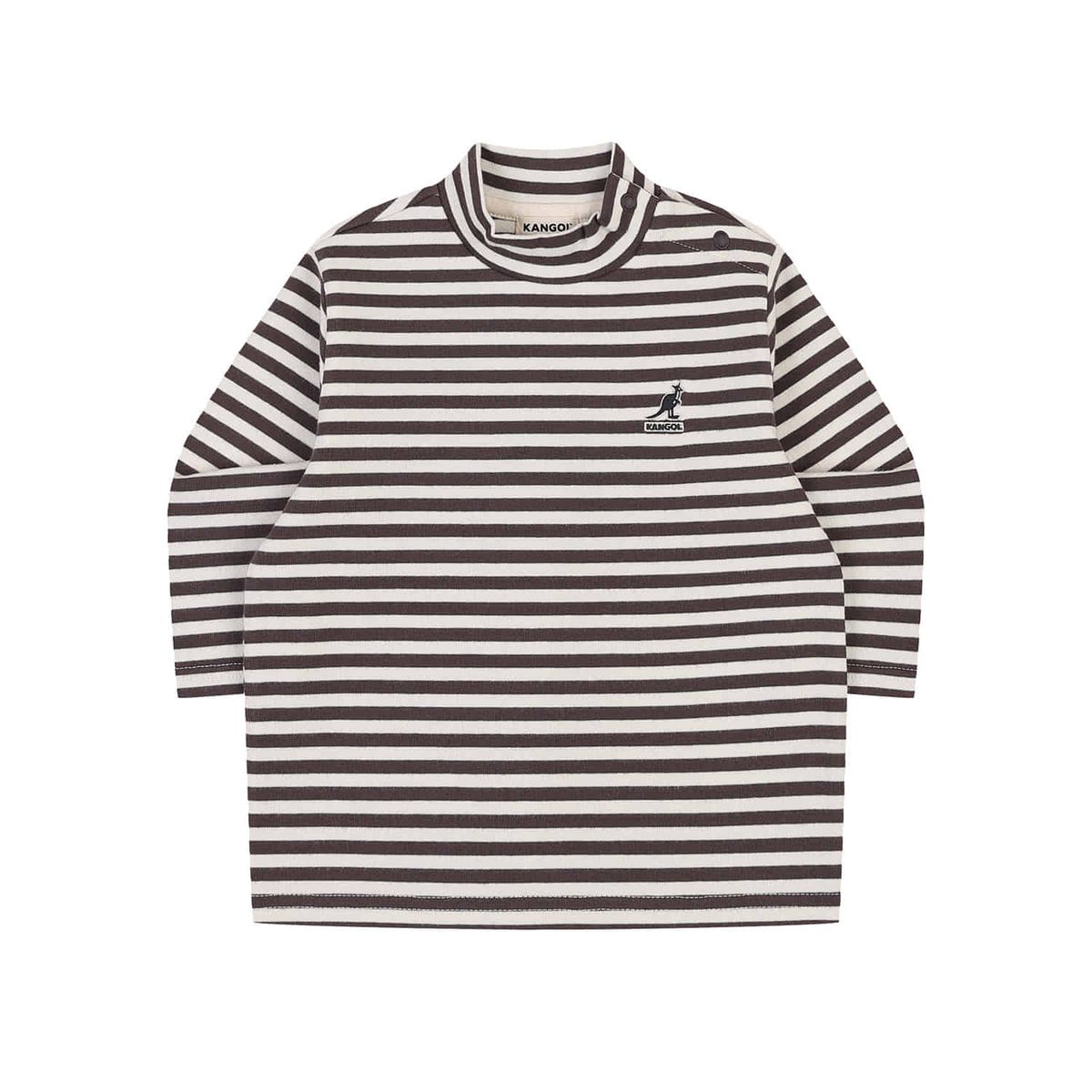 캉골키즈(KANGOL KIDS) [베이비] 스트라이프 모크넥 티셔츠 RD 0960 차콜