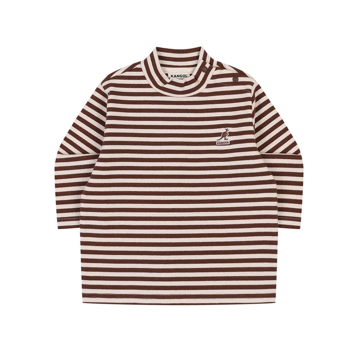 캉골키즈(KANGOL KIDS) [베이비] 스트라이프 모크넥 티셔츠 RD 0960 브라운