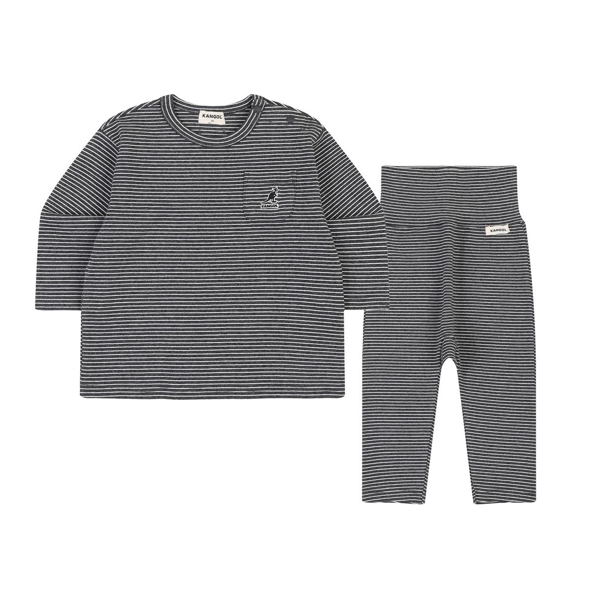 캉골키즈(KANGOL KIDS) [베이비] 스트라이프 스판 세트웨어 RC 0901 차콜