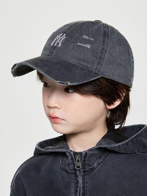 피그먼트 데미지 워싱 볼캡 NY (Charcoal Grey)