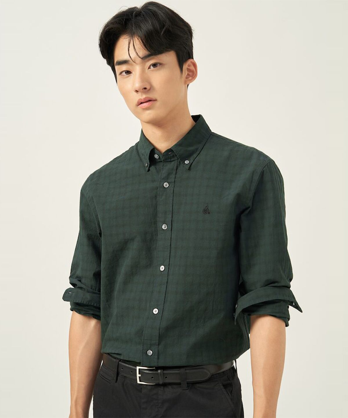 빈폴 멘(BEANPOLE MEN) 미니 옴브레 체크 셔츠 - 그린