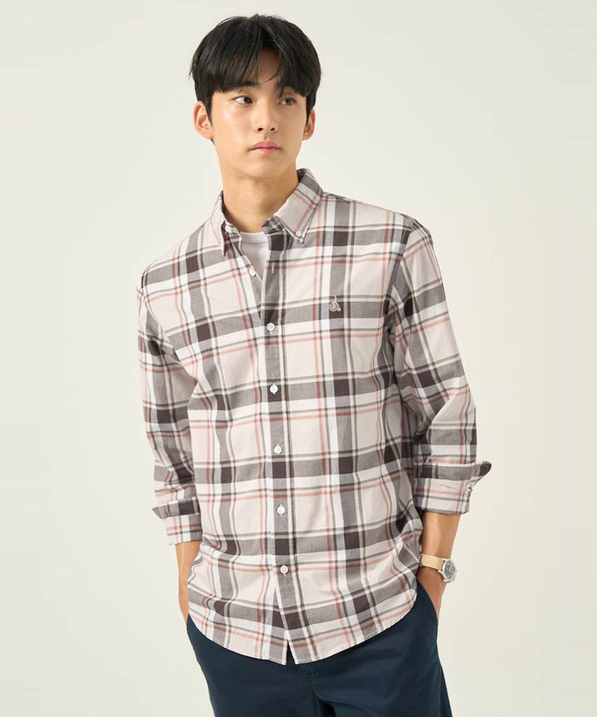 빈폴 멘(BEANPOLE MEN) 멀티 체크 셔츠 - 베이지