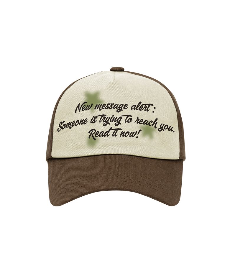 TWO TONE LETTERING BALL CAP BROWN
