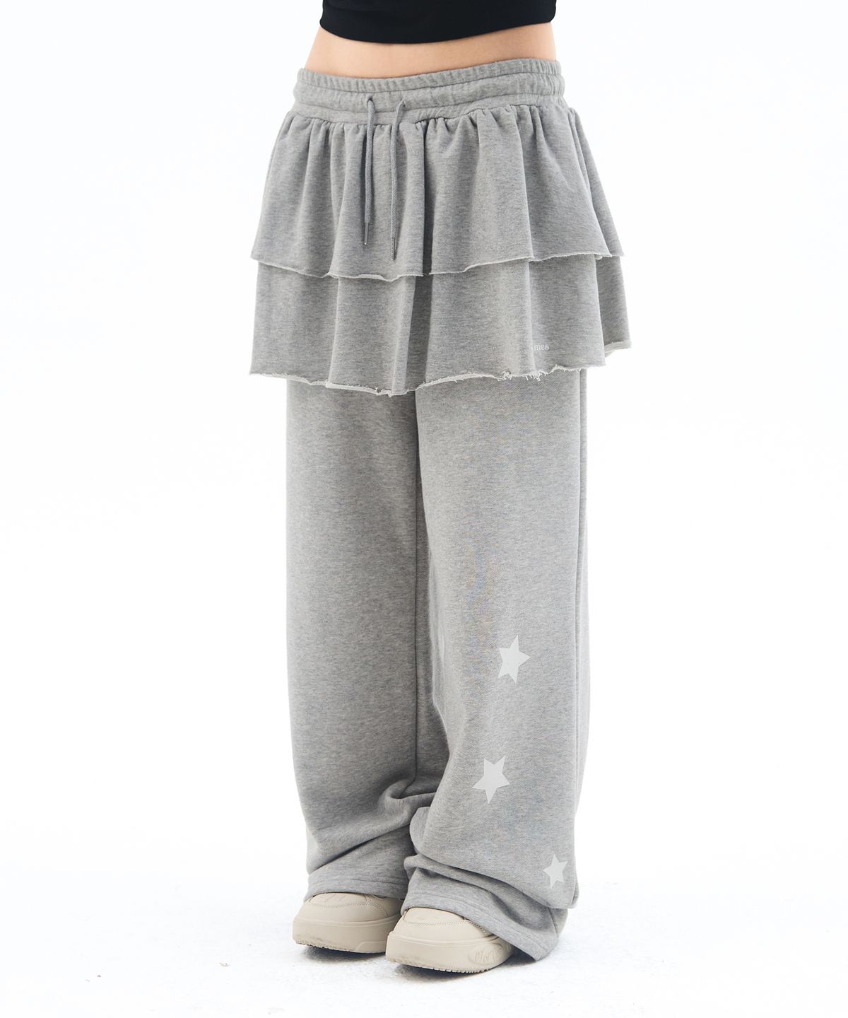 아메스 월드와이드(AMES-WORLDWIDE) FRILL LAYERED SWEAT PANTS GREY